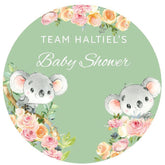 Lofaris Floral Koala Baby Name Gender Reveal Round Backdrop